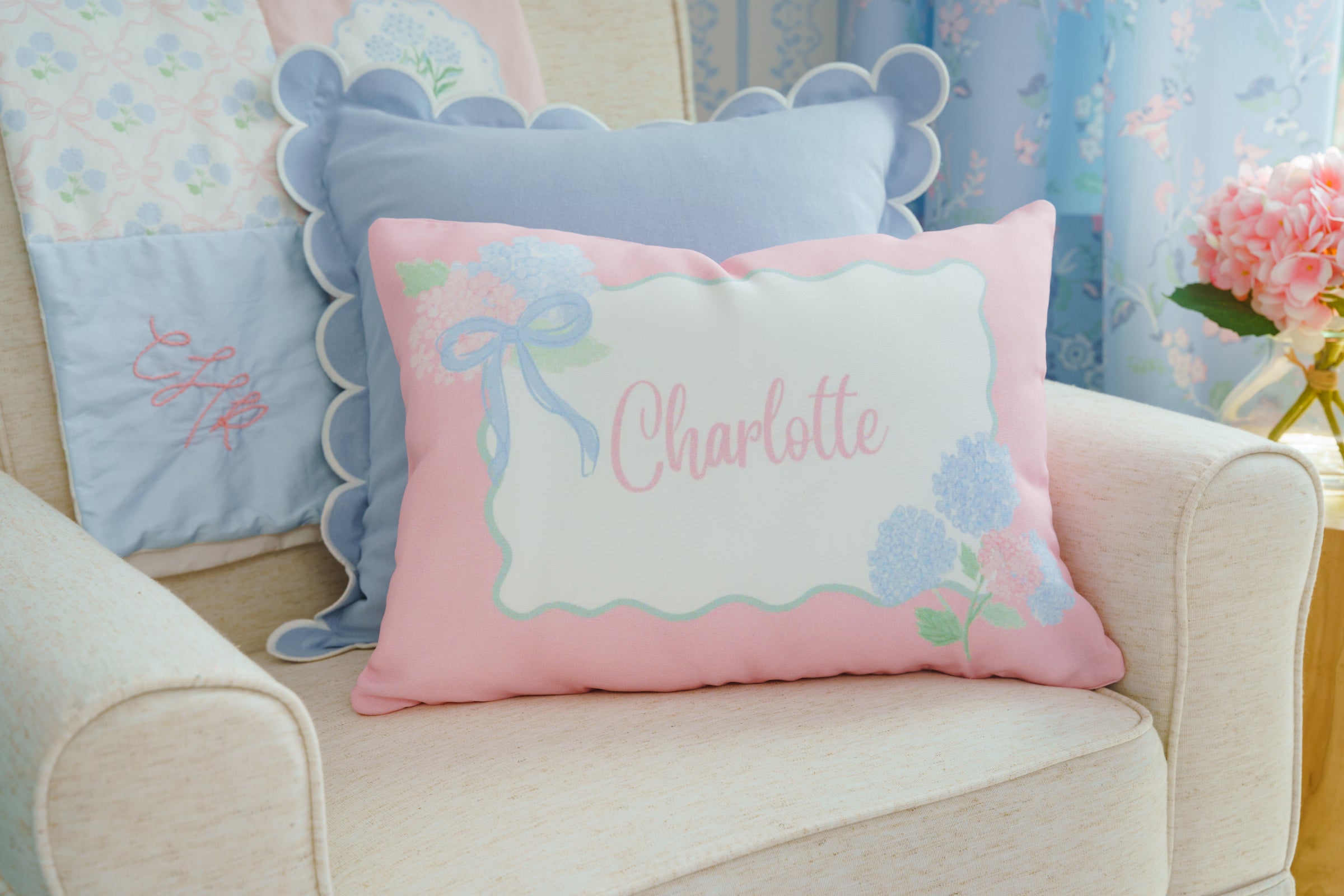 Throw Pillow | Personalized Hydrangeas