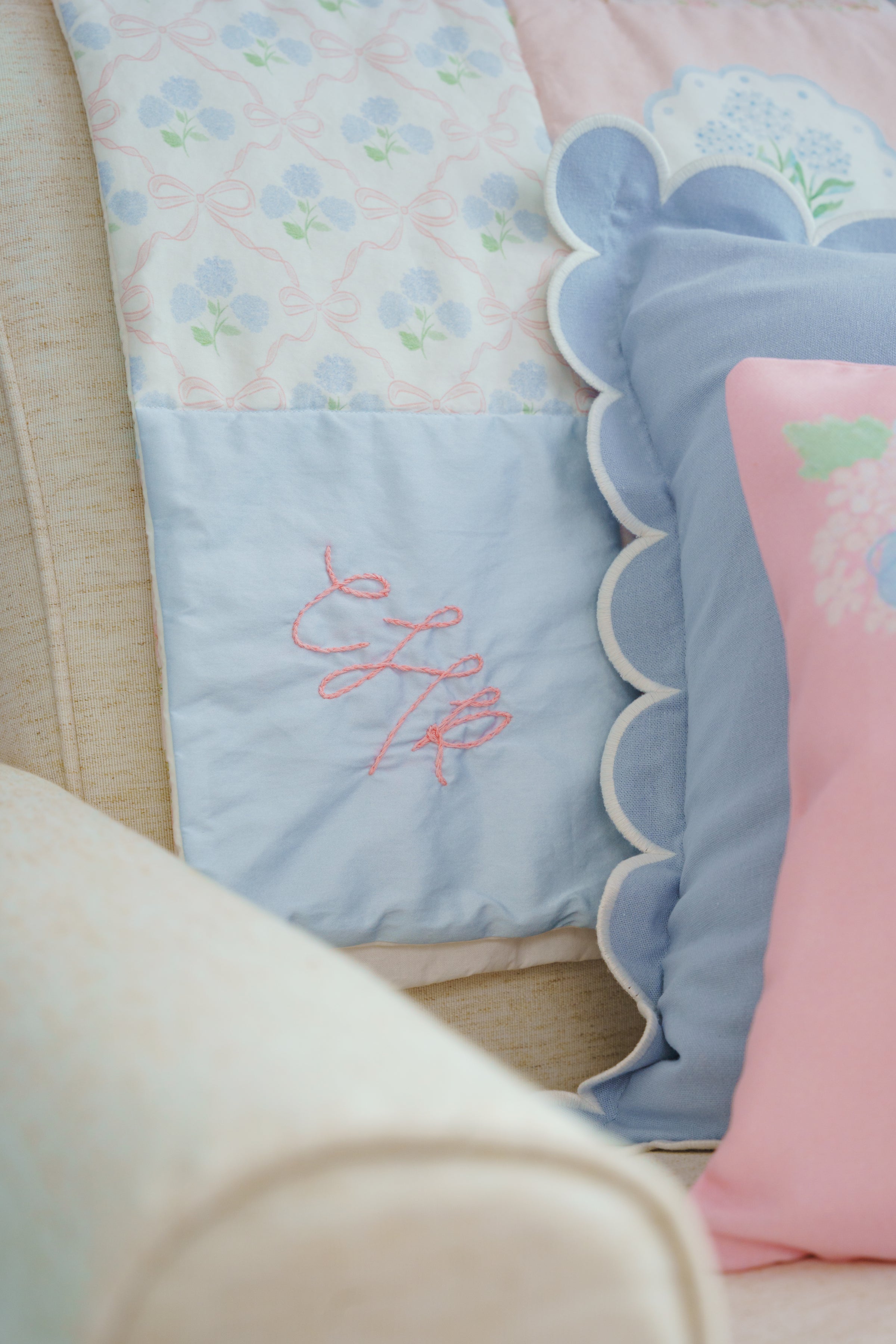 Throw Pillow | Scalloped French Blue
