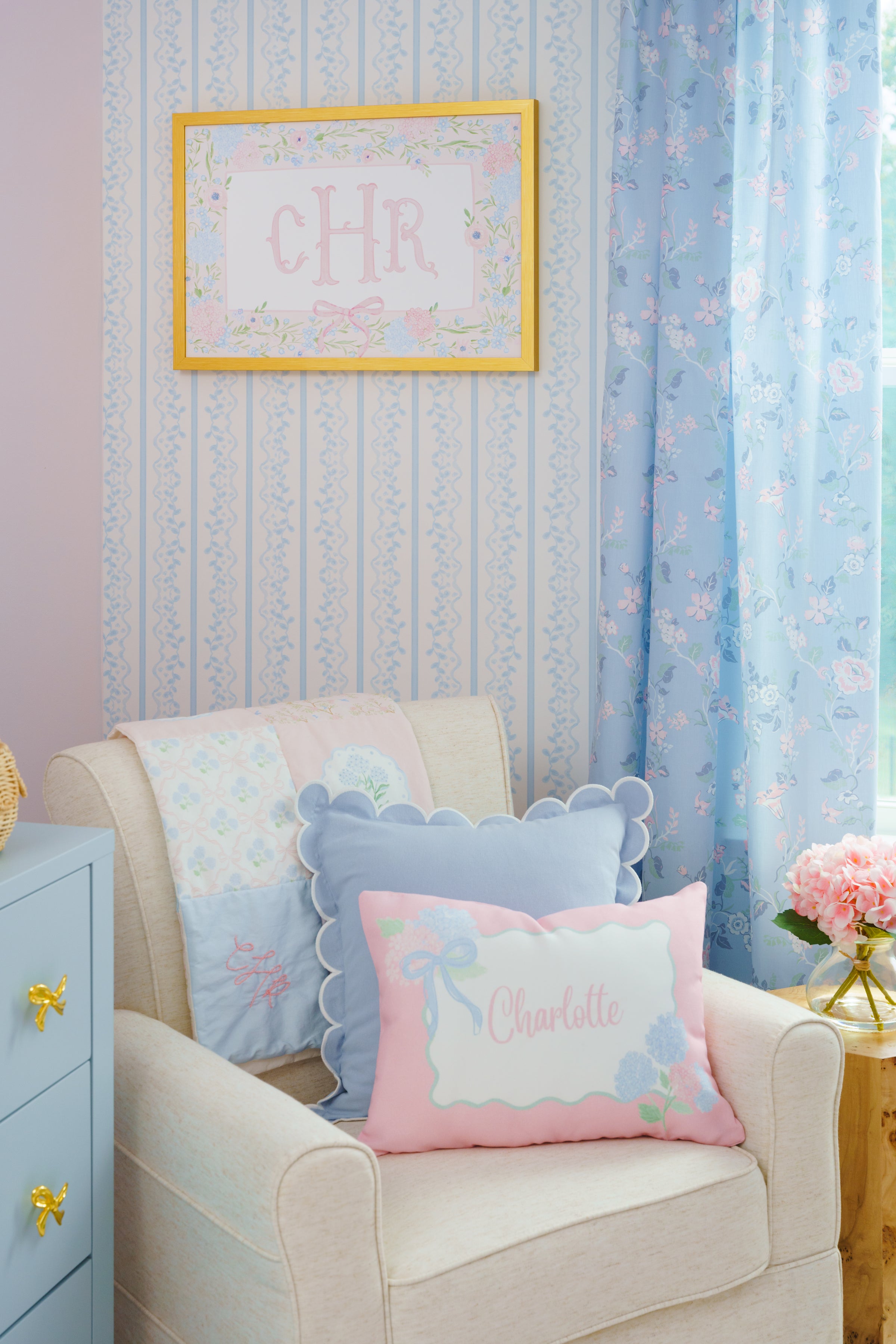 Curtain Panel | French Blue Floral