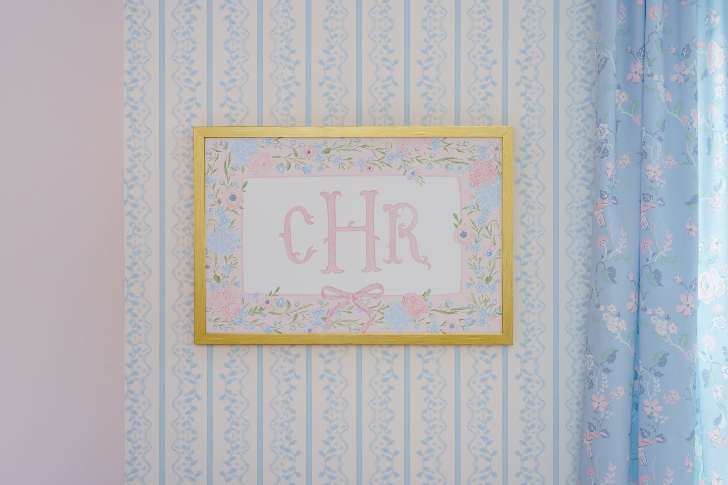 Personalized Nursery Art | Floral Monogram