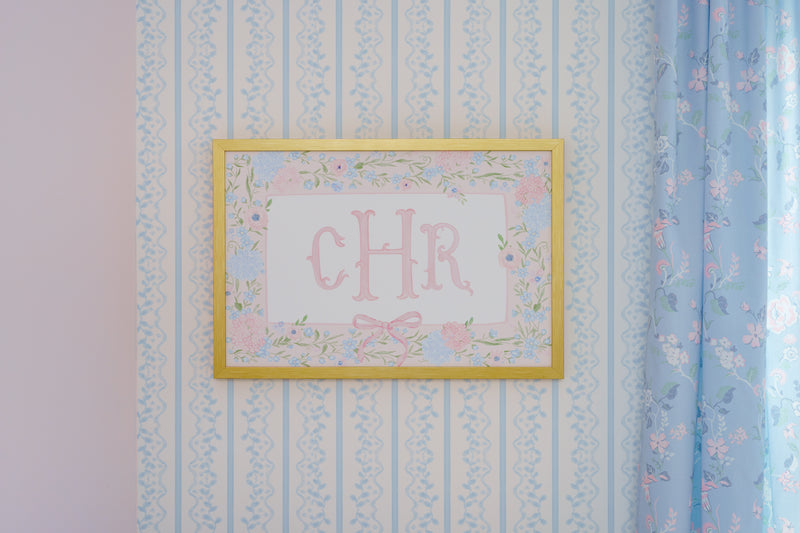 Personalized Nursery Art | Floral Monogram