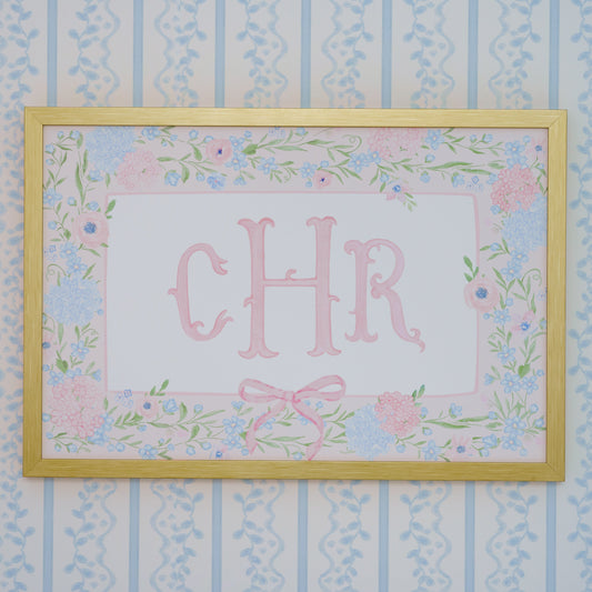 Personalized Nursery Art | Floral Monogram