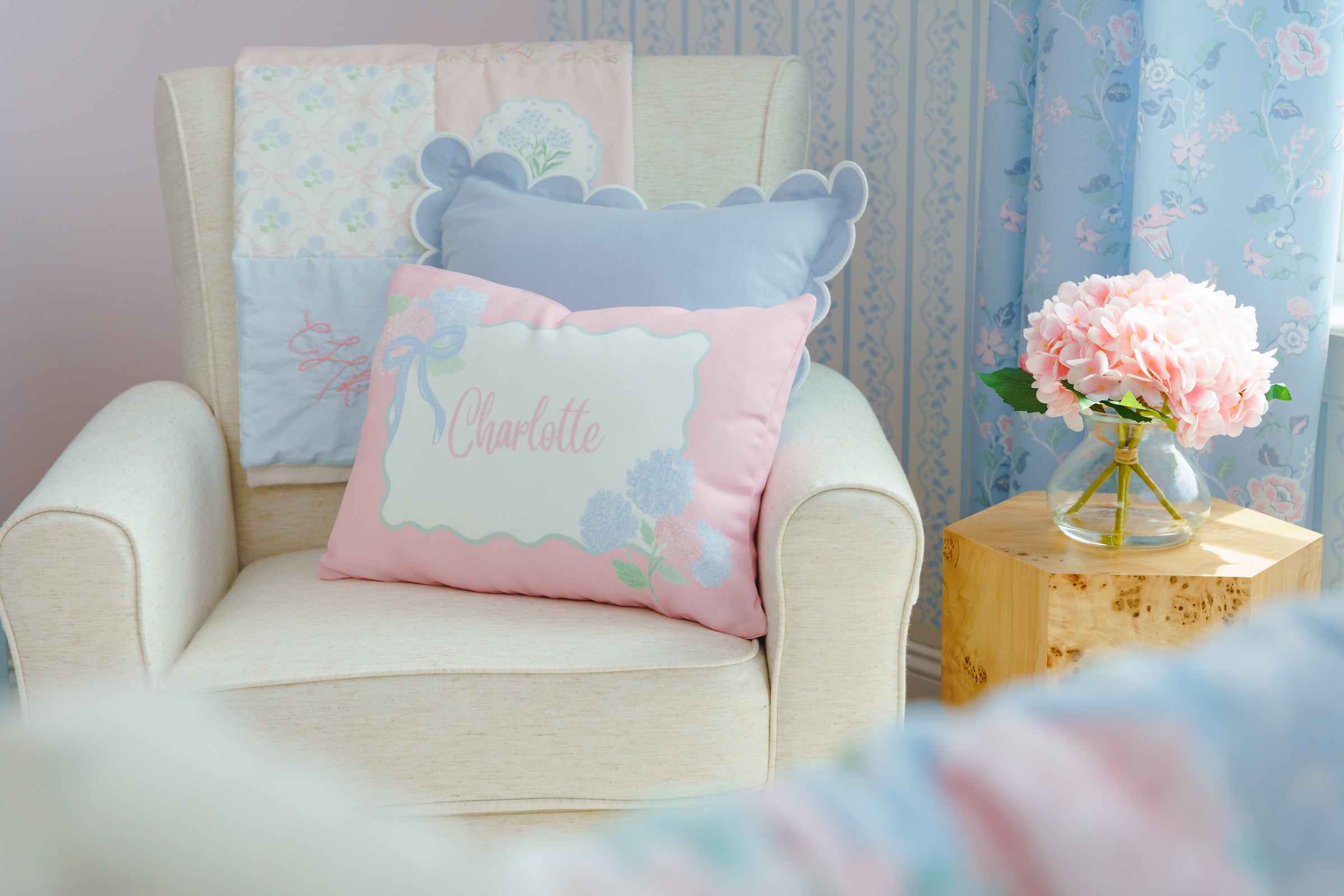 Throw Pillow | Scalloped French Blue