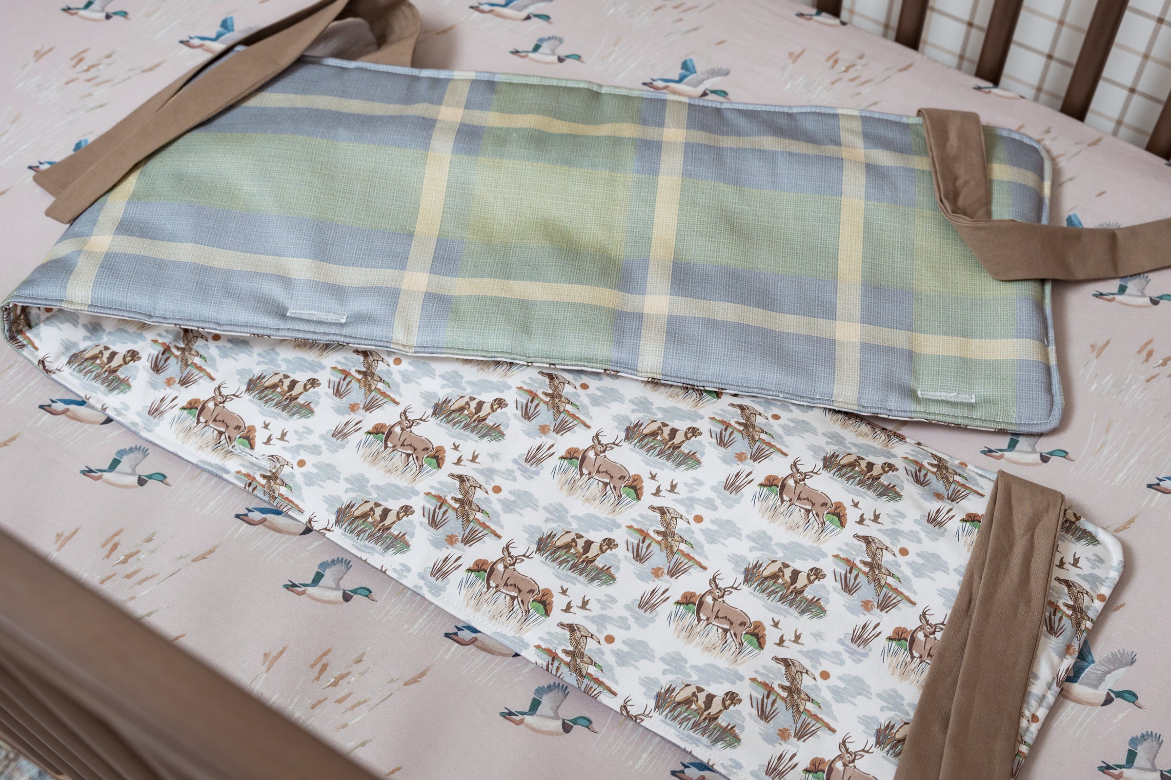 Crib Rail Cover | Field Club Plaid + Autumn Hunt