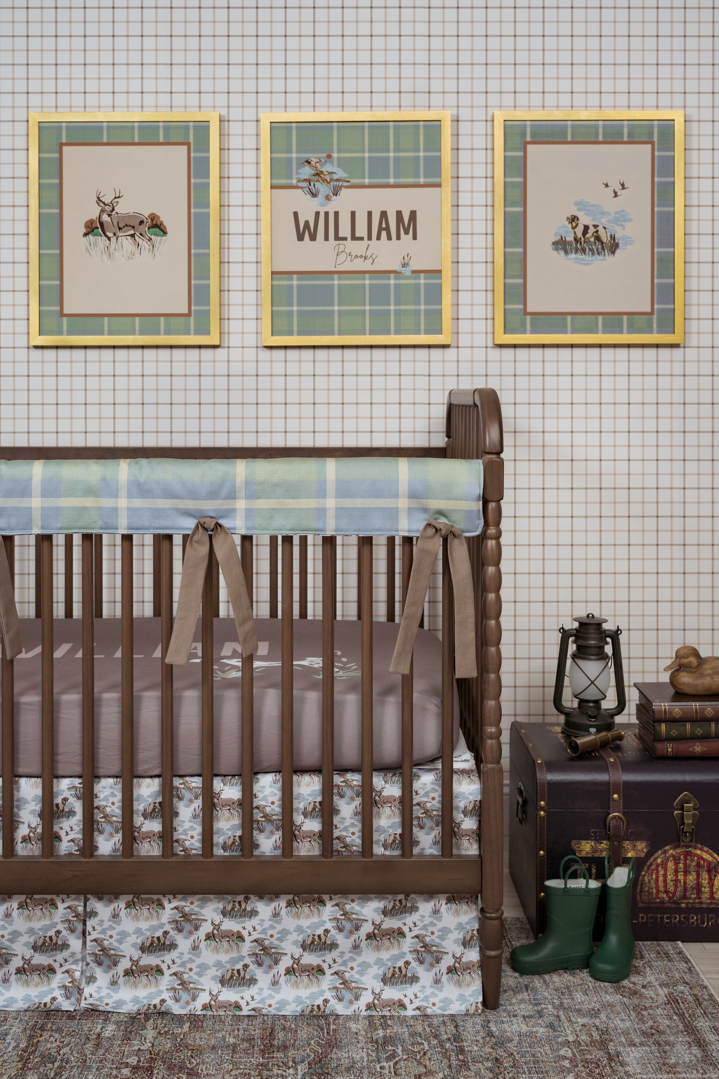Crib Rail Cover | Field Club Plaid + Autumn Hunt