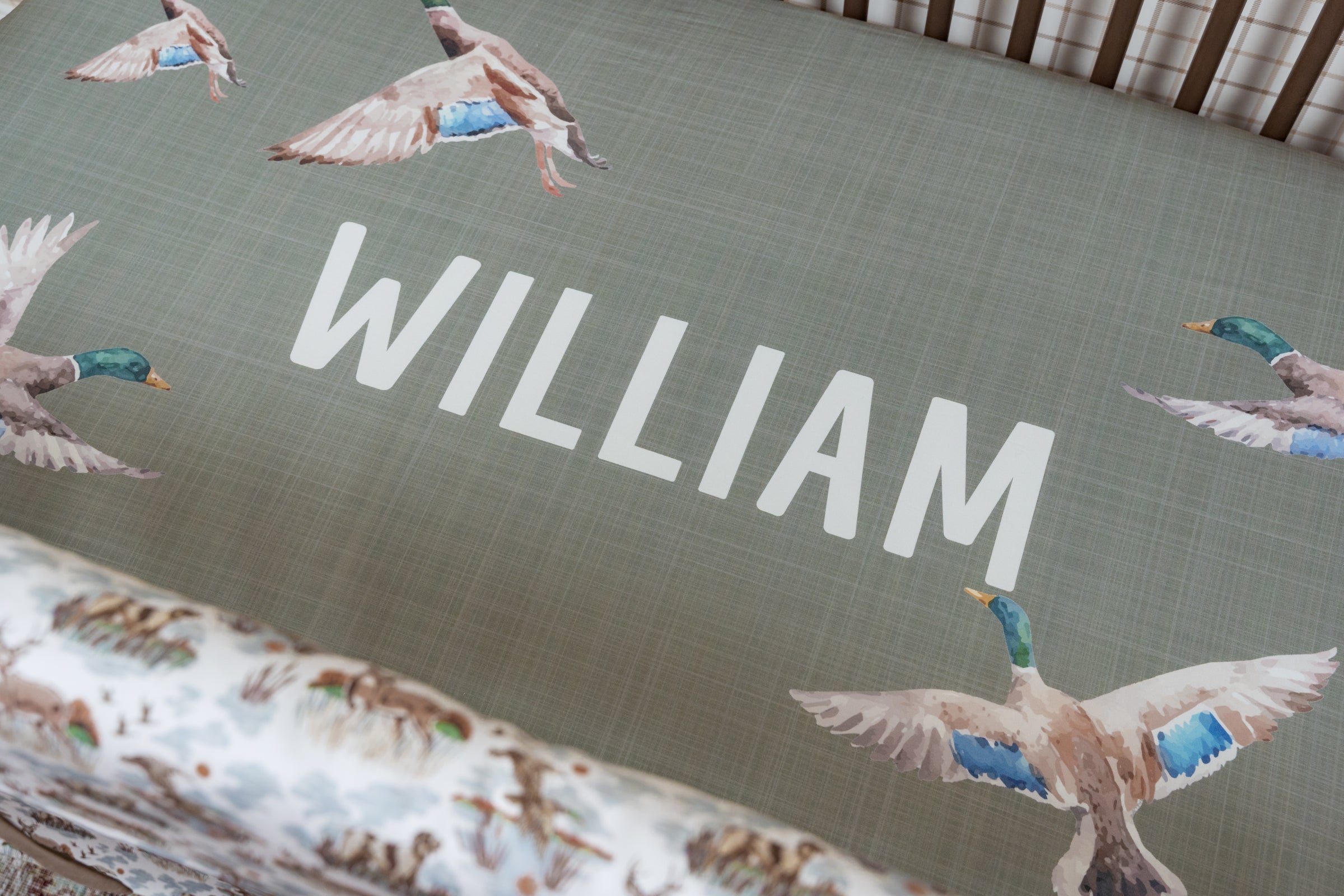 Personalized Crib Sheet | Mallard Flight