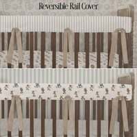 Crib Rail Cover | Playroom Stripe Taupe + Varsity Teddy