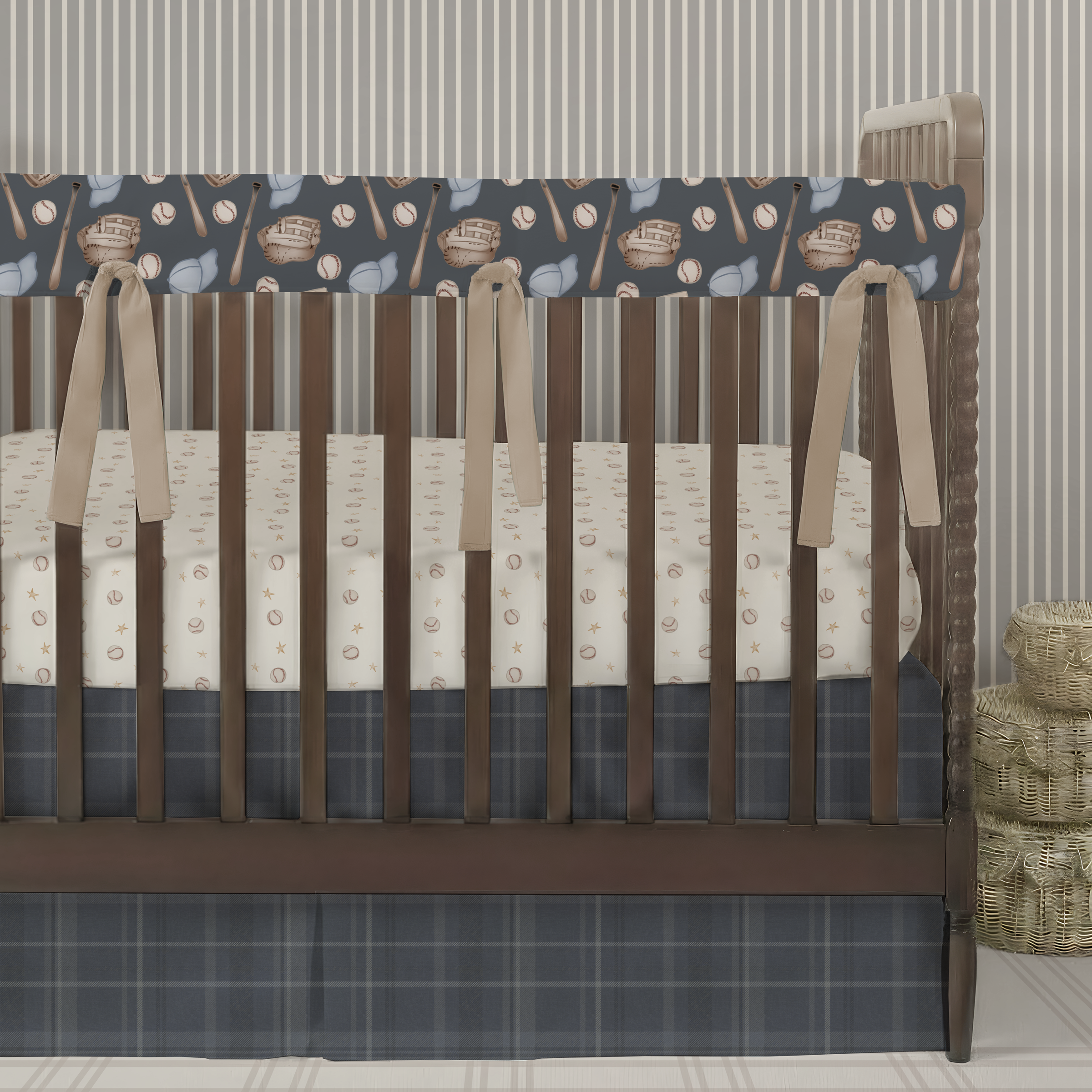 Crib Skirt | Classic Plaid Denim