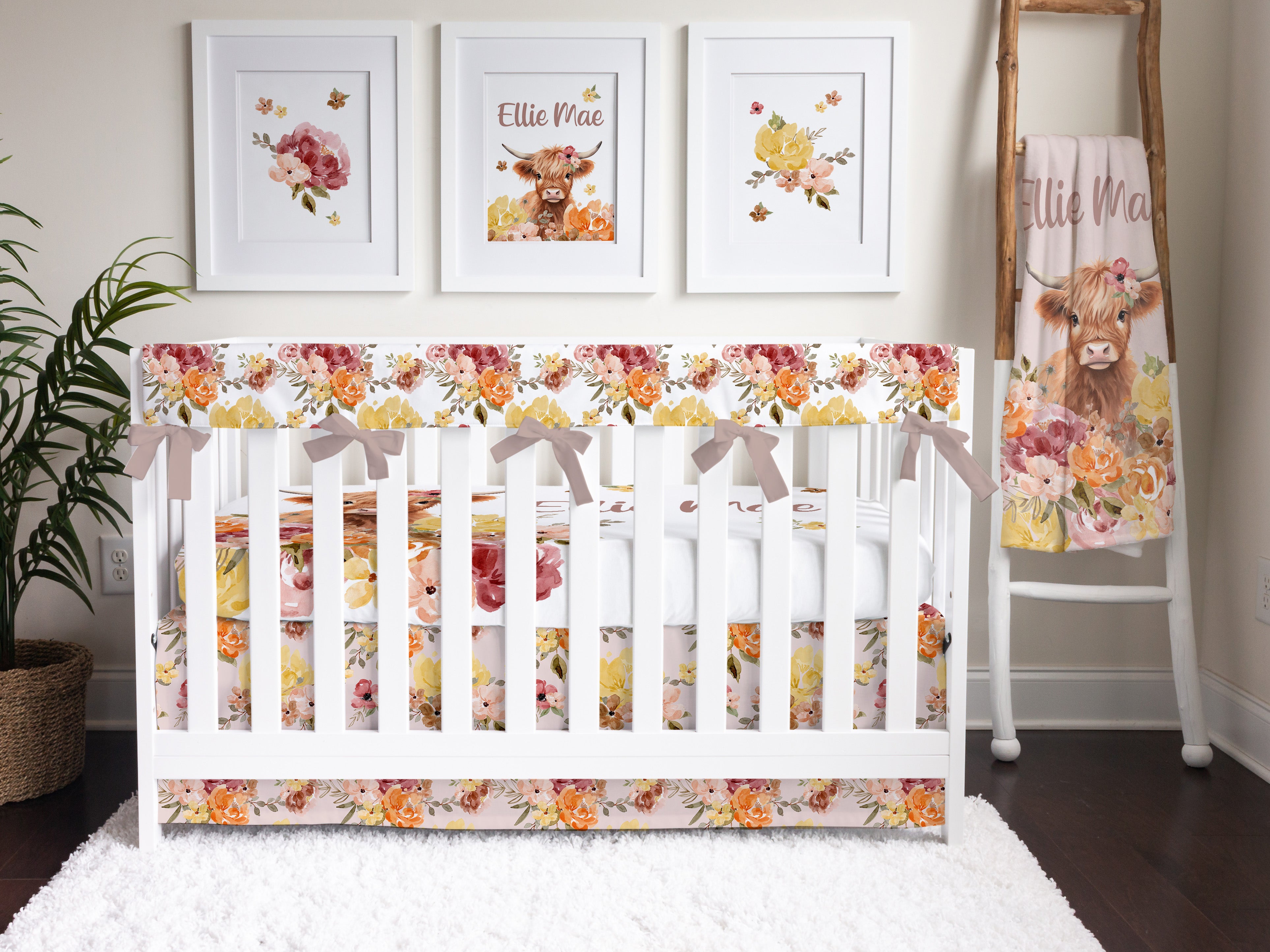 Highland Cow Wildflower: Create Your Own Crib Bedding Set