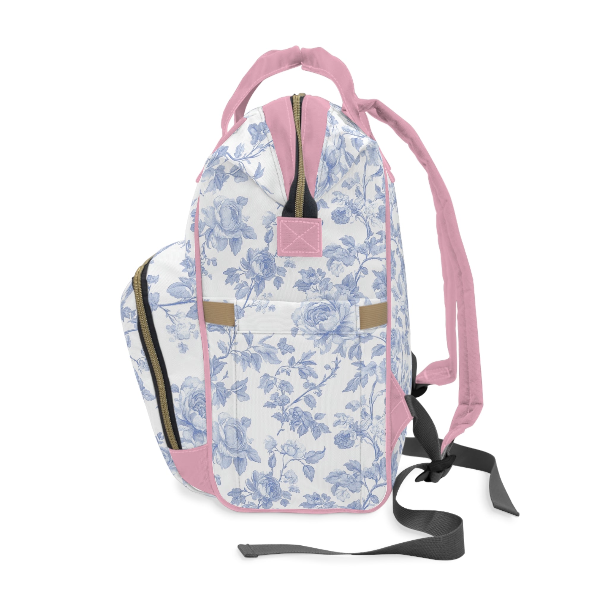 Fancy Bow Blue Toile Personalized Backpack Diaper Bag