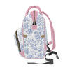Fancy Bow Blue Toile Personalized Backpack Diaper Bag