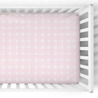 Crib Sheet | Baby Pink Watercolor Gingham