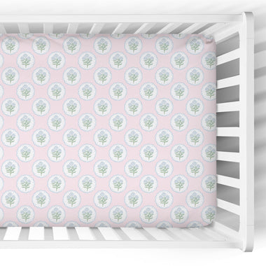 Crib Sheet | Pink Hydrangeas