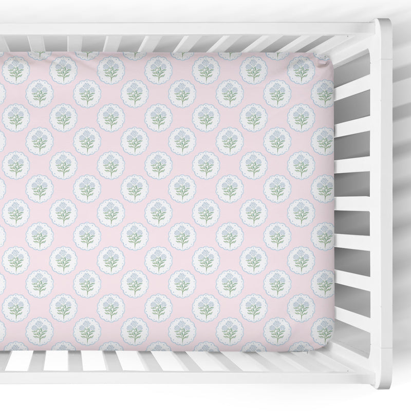 Crib Sheet | Pink Hydrangeas