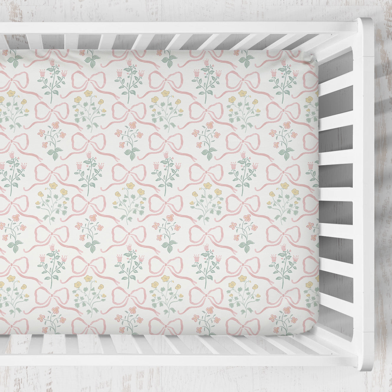 Crib Sheet | Garden Ribbon in Cream