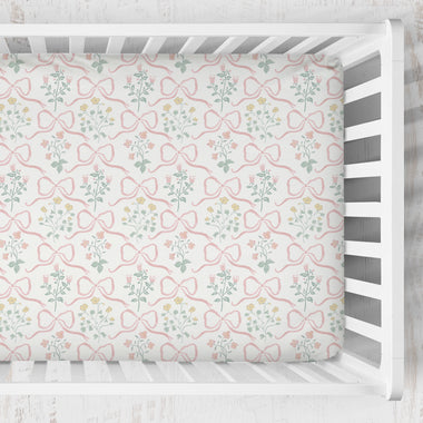 Crib Sheet | Garden Ribbon in Cream