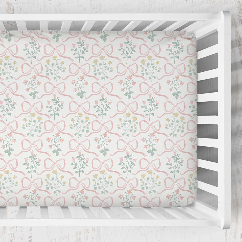 Crib Sheet | Garden Ribbon in Cream