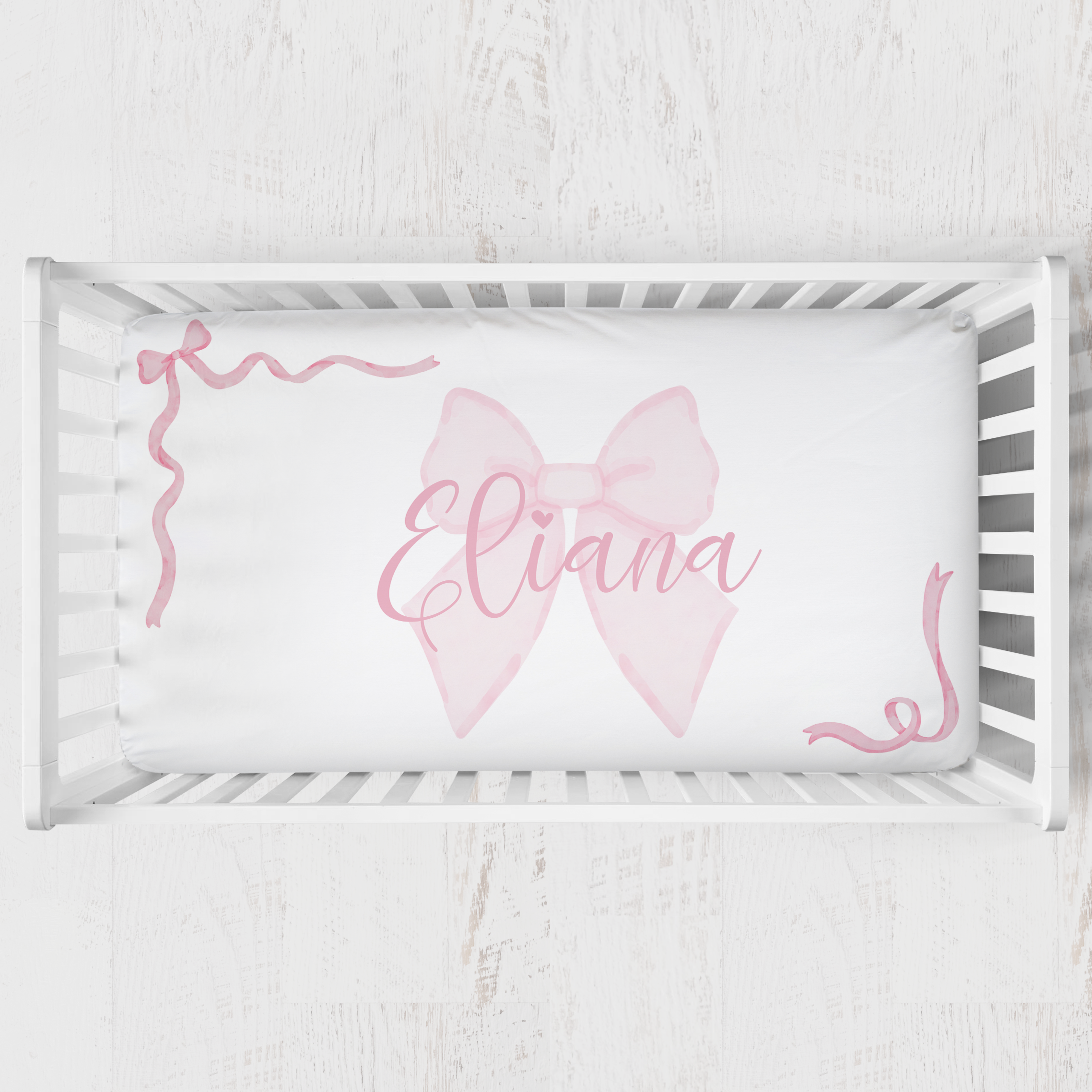 Fancy Bow Personalized Crib Sheet