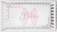 Fancy Bow Solid Pink Ruffled Crib Bedding