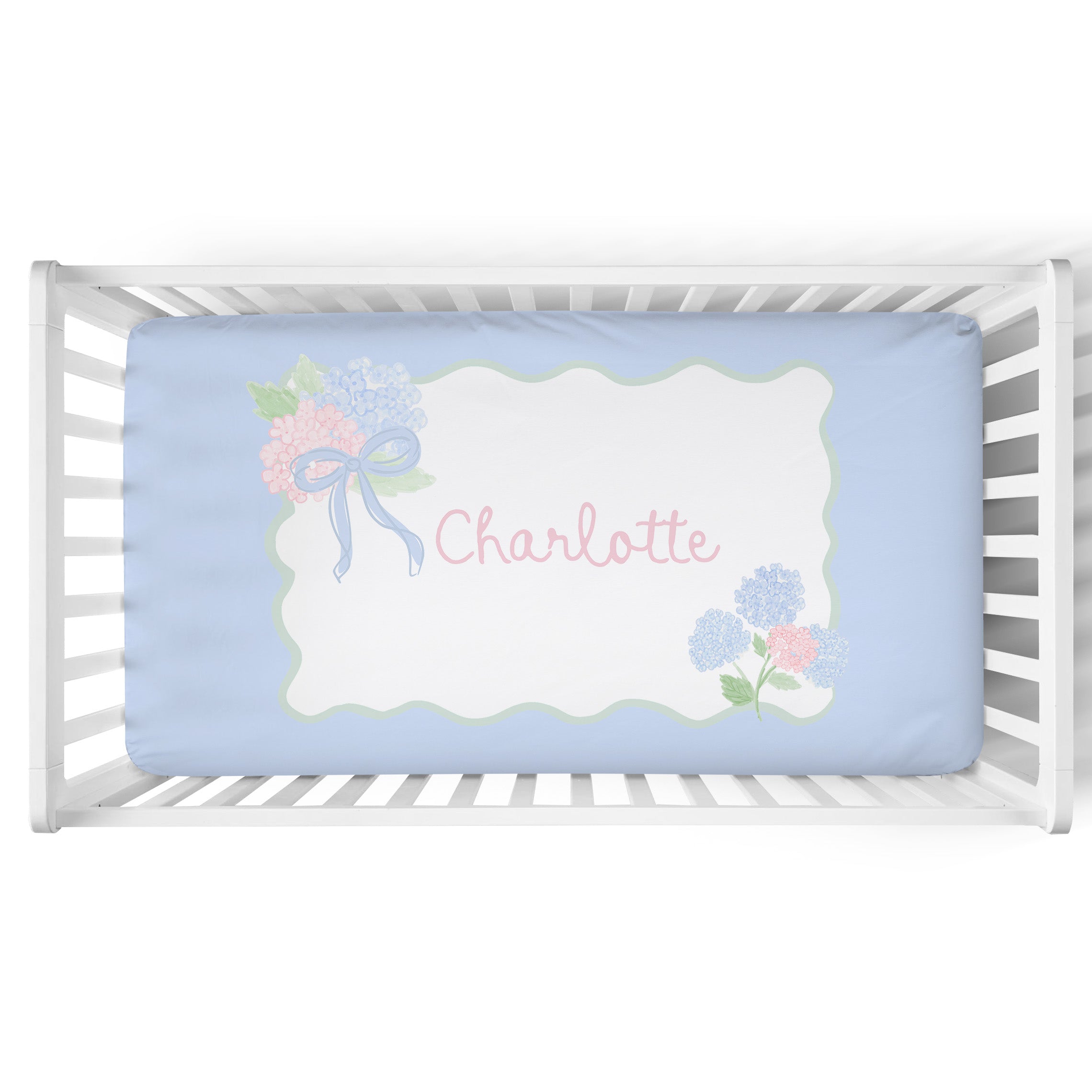 Personalized Crib Sheet | Scalloped Hydrangea