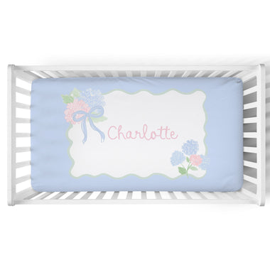 Personalized Crib Sheet | Scalloped Hydrangea