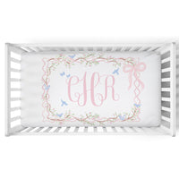 Personalized Crib Sheet | Ribboned Chinoiserie