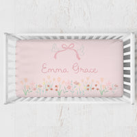 Personalized Crib Sheet | Ribbons & Wildflowers