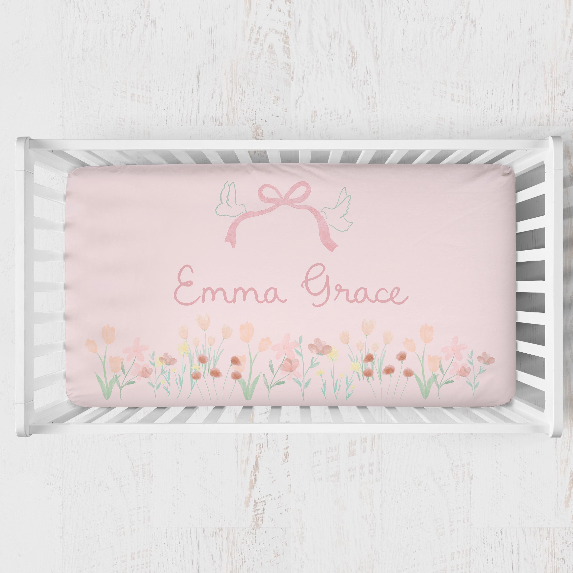 Personalized Crib Sheet | Ribbons & Wildflowers