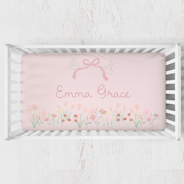 Personalized Crib Sheet | Ribbons & Wildflowers