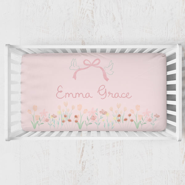 Personalized Crib Sheet | Ribbons & Wildflowers