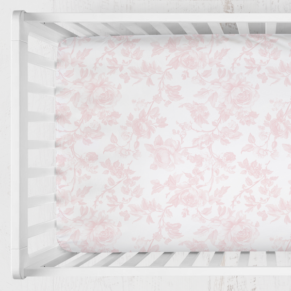 Fancy Bow Toile Crib Sheet