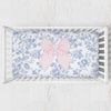 Fancy Bow Blue Toile Personalized Crib Sheet