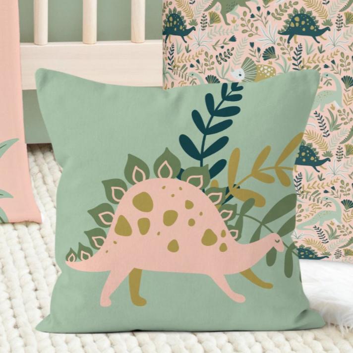 Dinosaur Garden Pink Kids Bedding Set (Comforter or Duvet Cover)