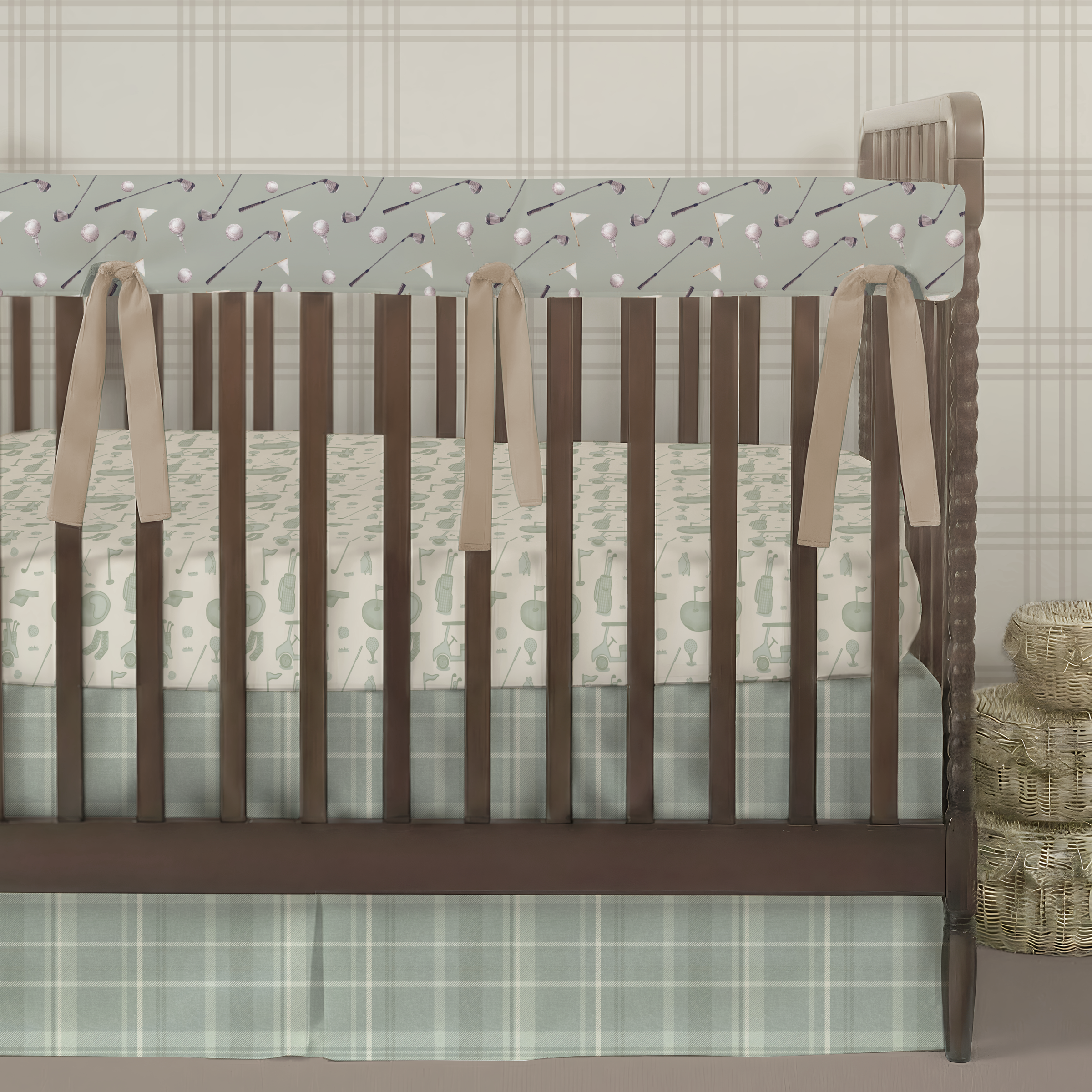 Crib Skirt | Classic Plaid Sage