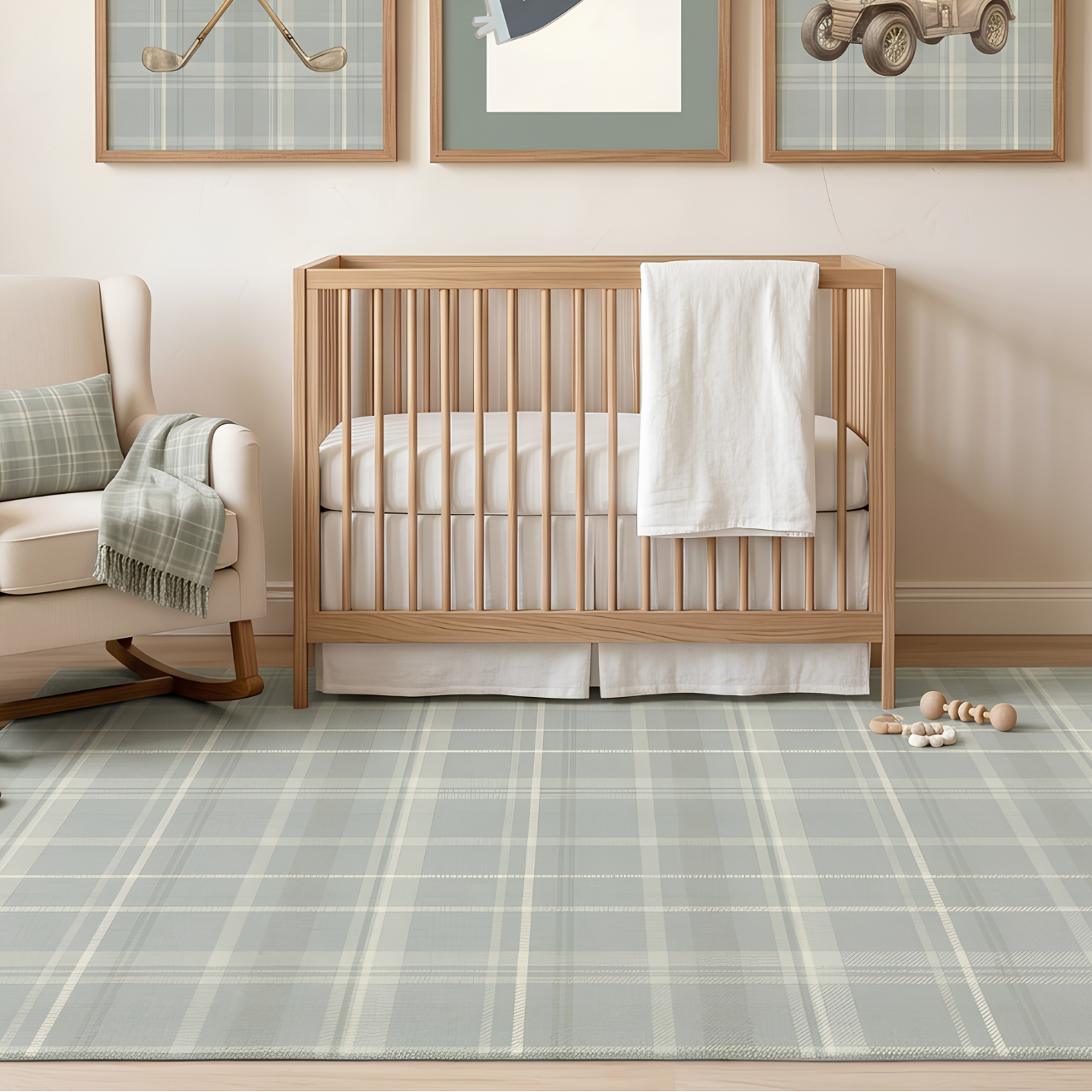 Kids Rug | Classic Plaid Sage