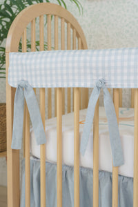 Crib Rail Cover | Gingham in Soft Chambray