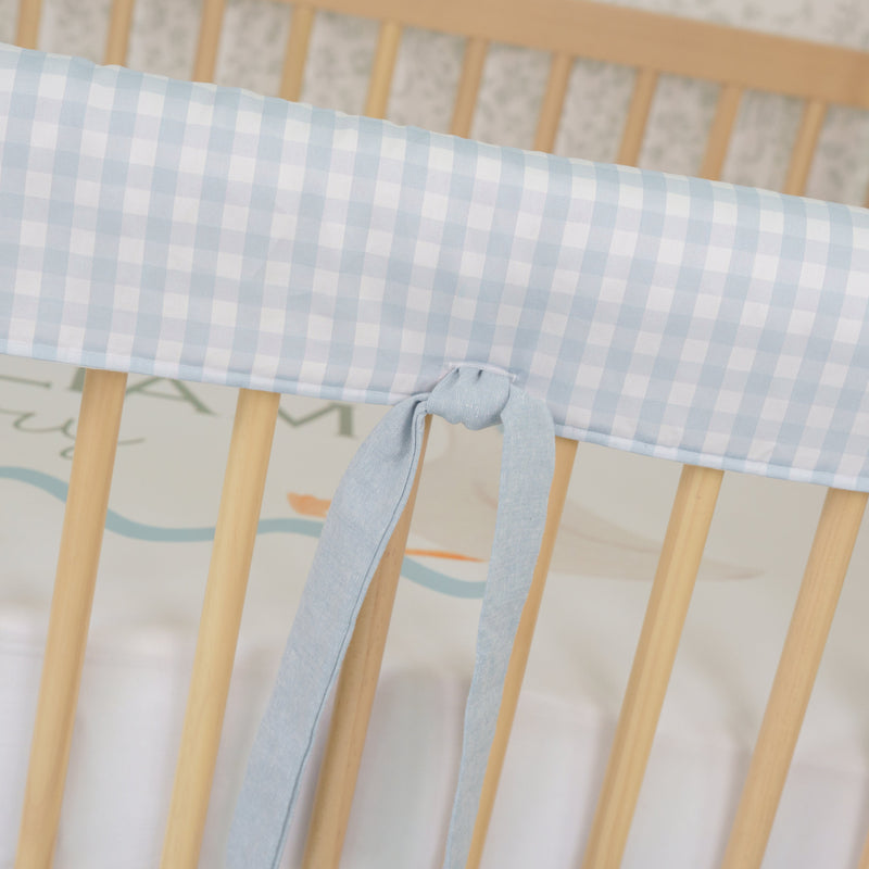 Crib Rail Cover | Gingham in Soft Chambray