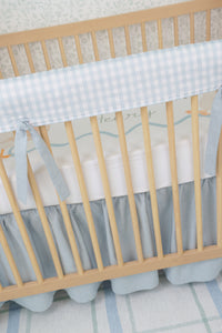 Crib Rail Cover | Gingham in Soft Chambray