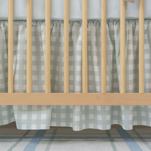 Gathered Crib Skirt | Gingham in Victorian Olive