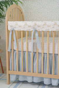 Gathered Crib Skirt | Ditzy Floral in Soft Chambray