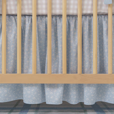 Gathered Crib Skirt | Ditzy Floral in Soft Chambray