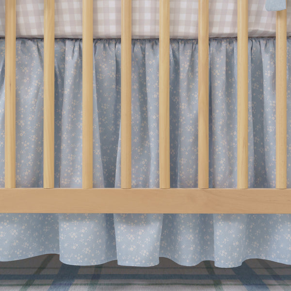 Gathered Crib Skirt | Ditzy Floral in Soft Chambray
