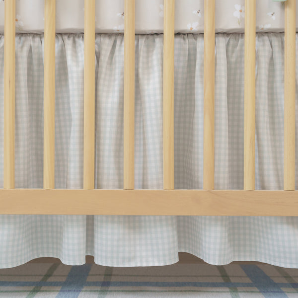 Gathered Crib Skirt | Gingham in Mist Sage