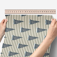 Peel & Stick Wallpaper | Boyhood Pennant Stripe Olive