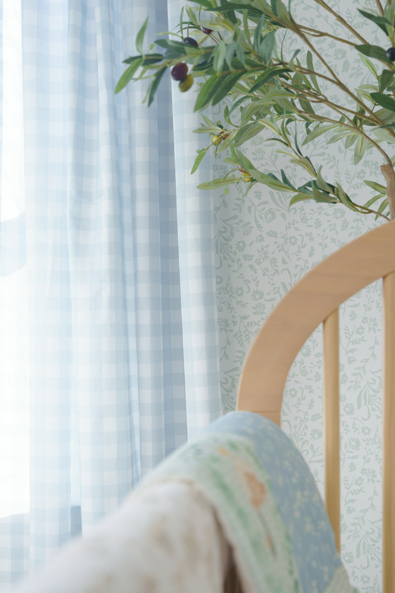 Curtain Panel | Gingham in Soft Chambray
