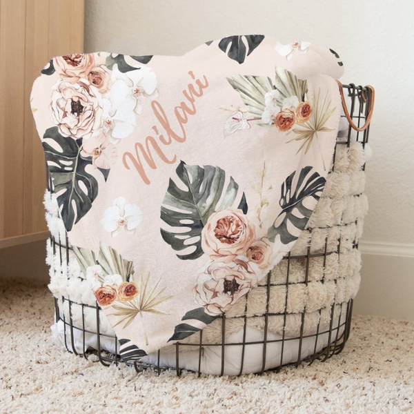 Boho Tropics Personalized Baby Blanket - Boho Tropics, gender_girl, Personalized_Yes