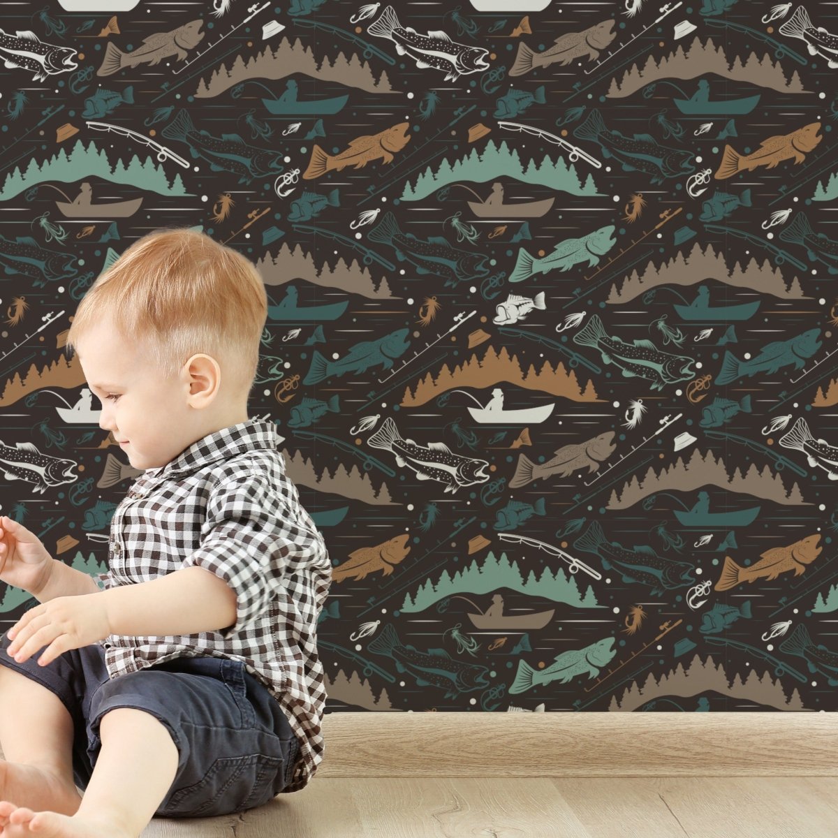Bass Fishing Peel & Stick Wallpaper - gender_boy, Theme_Adventure, Theme_Ocean