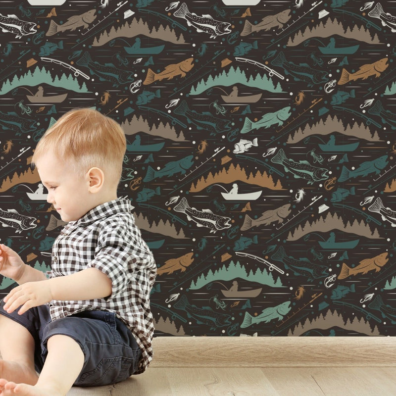 Bass Fishing Peel & Stick Wallpaper - gender_boy, Theme_Adventure, Theme_Ocean