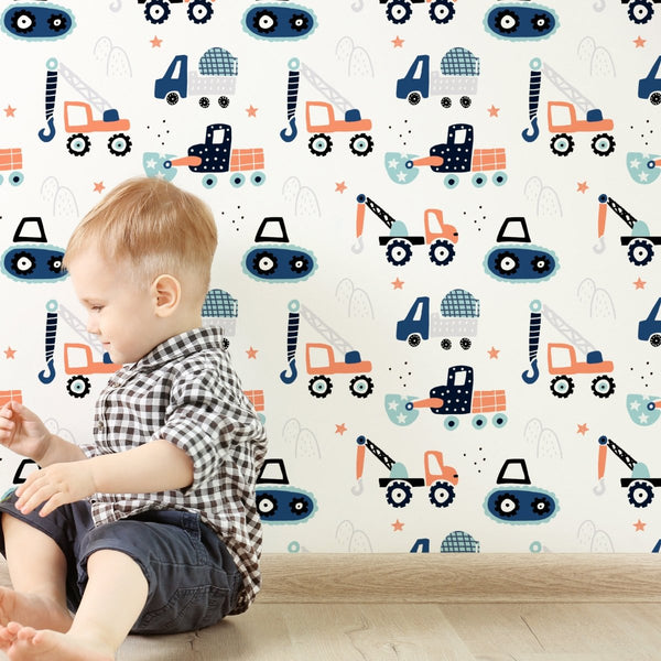 Big Trucks Peel & Stick Wallpaper - gender_boy, Theme_Adventure,
