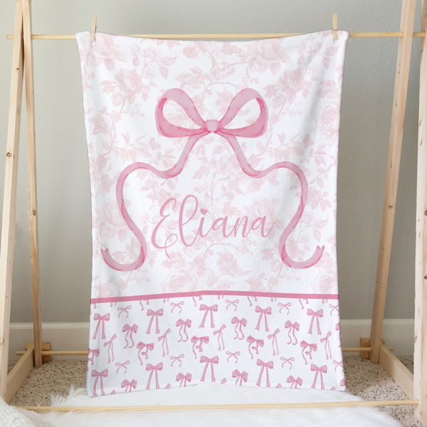 Fancy Bow Personalized Minky Blanket